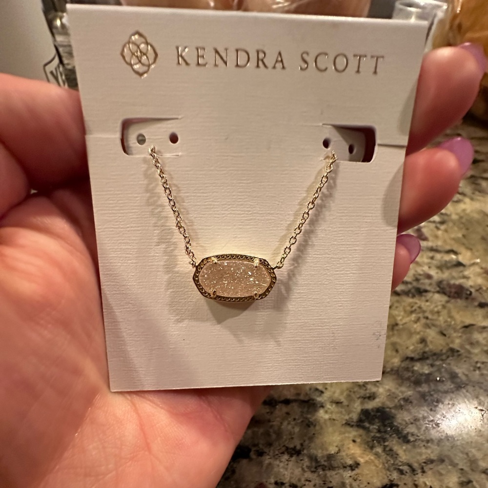 Kendra Scott Necklace - Elisa Gold w/ Iridescent Drusy Stone